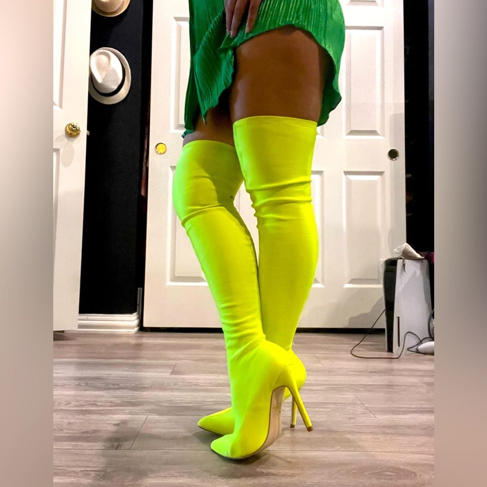 Neon Yellow Thigh High